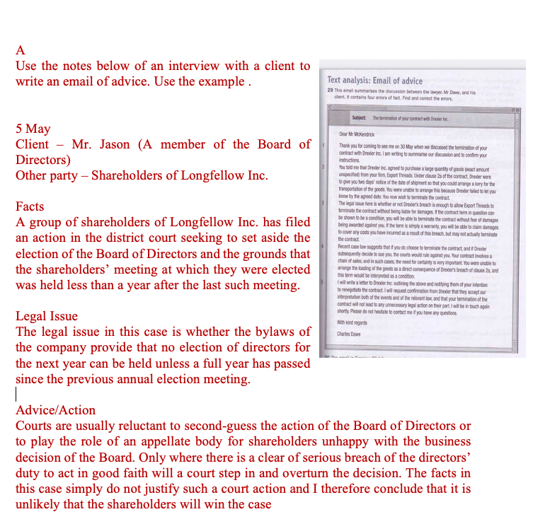 Solved A Use the notes below of an interview with a client | Chegg.com