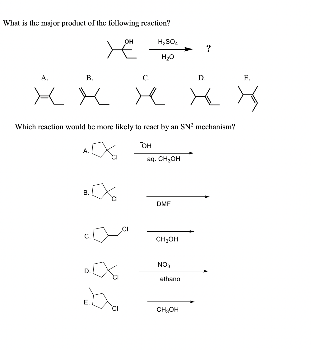 Solved What Is The Major Product Of The Following Reaction? 