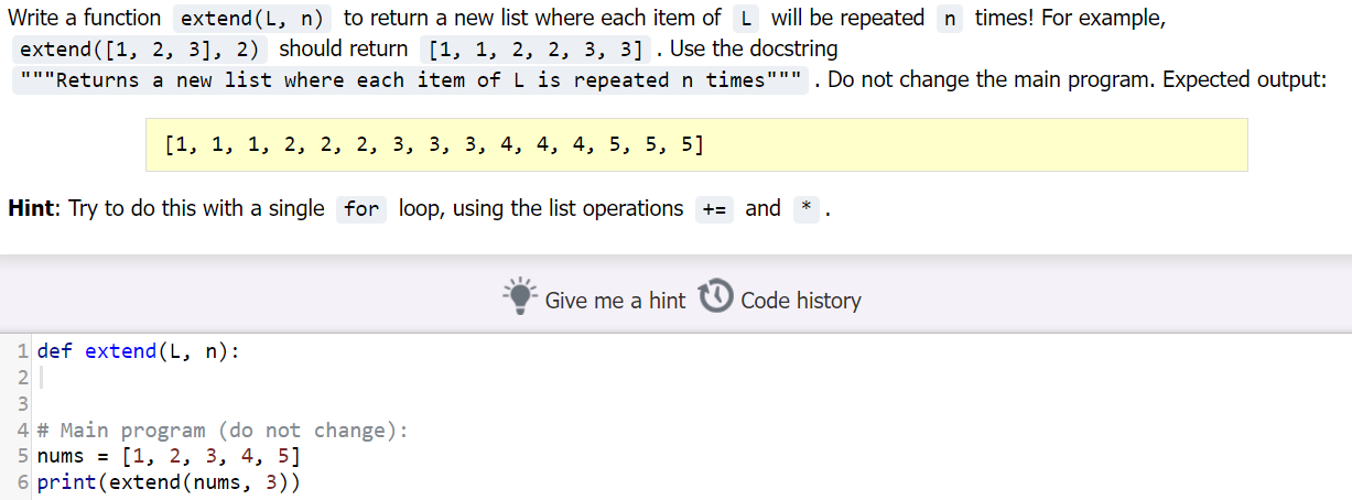 Solved Write a function extend(L, n) to return a new list | Chegg.com