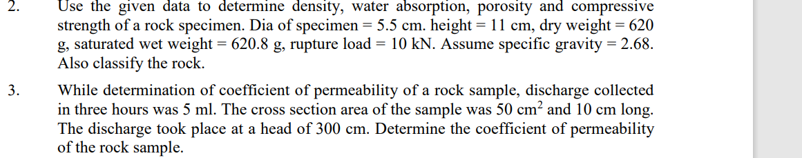 Solved Use the given data to determine density, water | Chegg.com