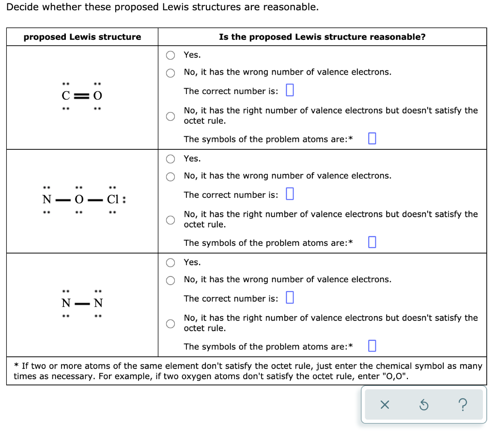 Solved Decide whether these proposed Lewis structures are | Chegg.com