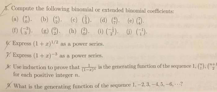Solved Compute the following binomial or extended binomial | Chegg.com