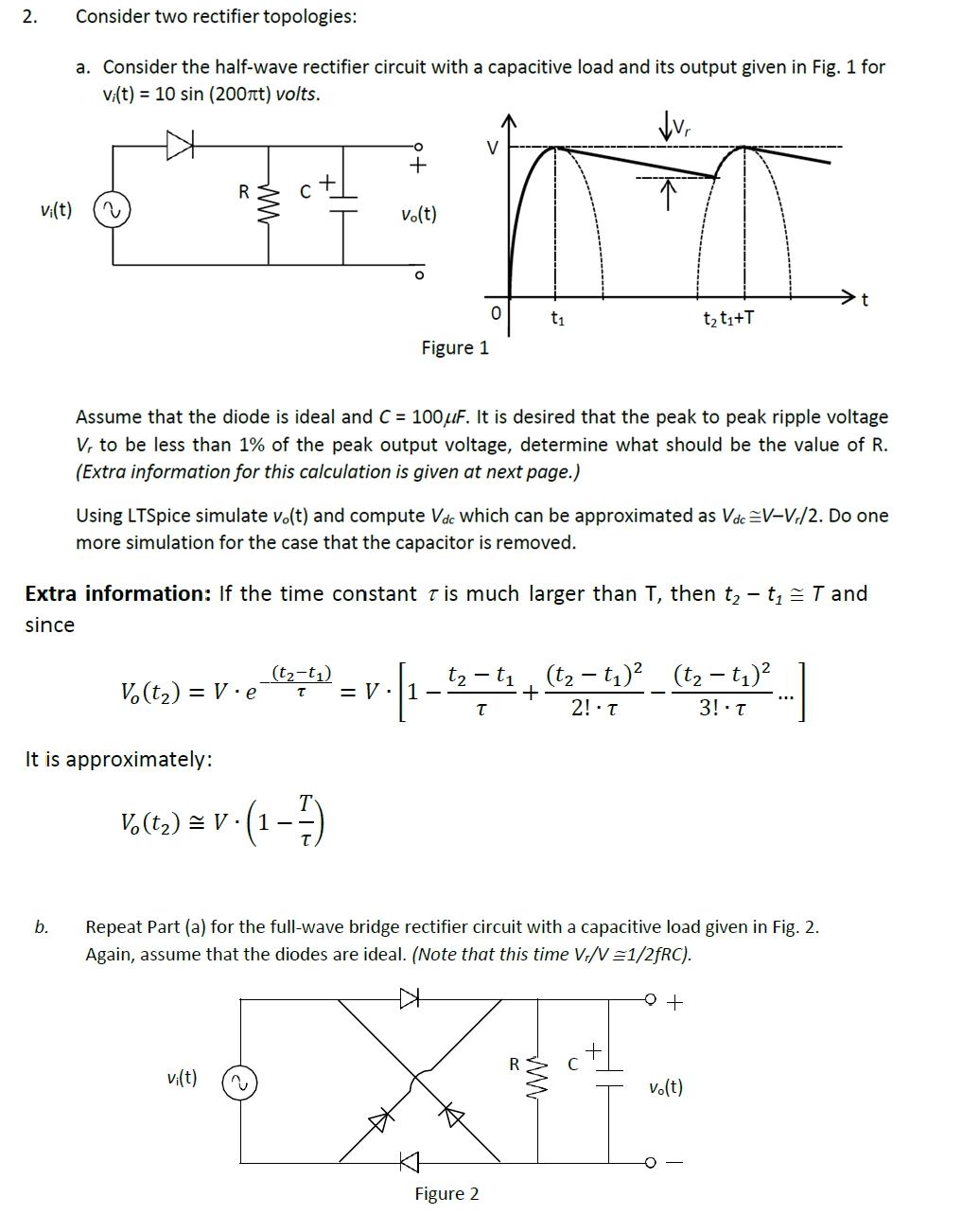 Solved 2. Consider two rectifier topologies: a. Consider the | Chegg.com