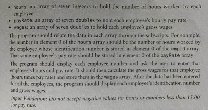 Solved 9. Payroll Write a program that uses the following | Chegg.com