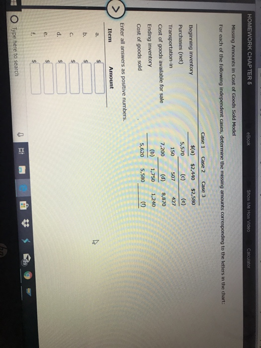 Solved HOMEWORK CHAPTER 5 EBook Show Me How Video Missing | Chegg.com