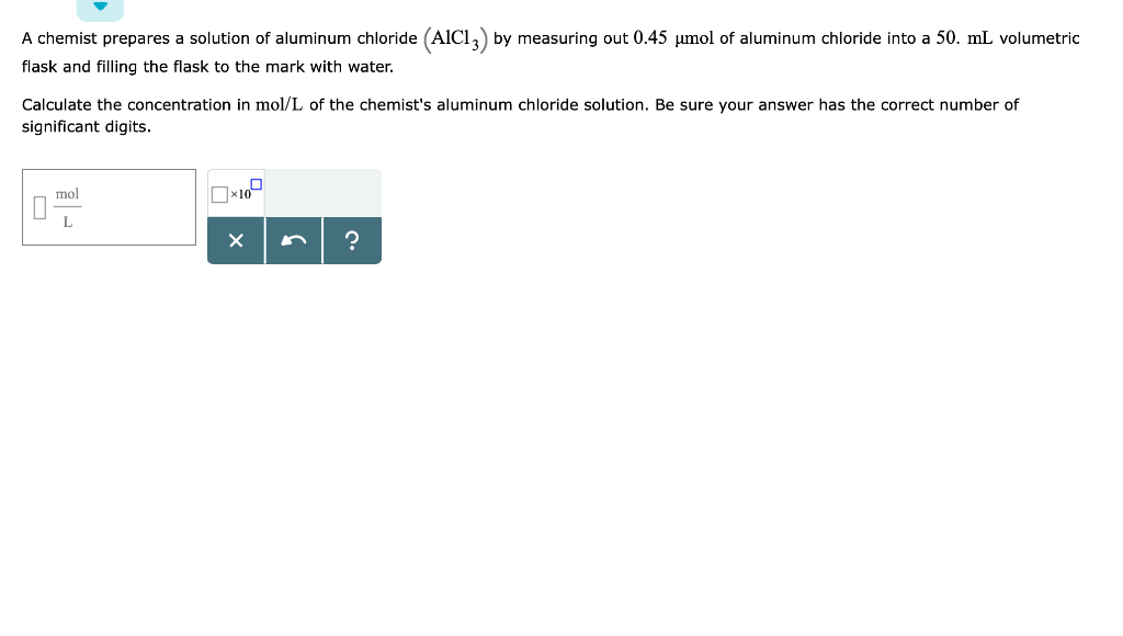 Solved A chemist prepares a solution of aluminum chloride