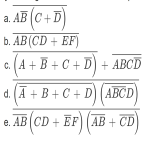 Solved AB(CD+EF)ABˉ(C+Dˉ)(A+Bˉ+C+Dˉ)+ABCDˉ(Aˉ+B+C+D)(ABCD)AB | Chegg.com