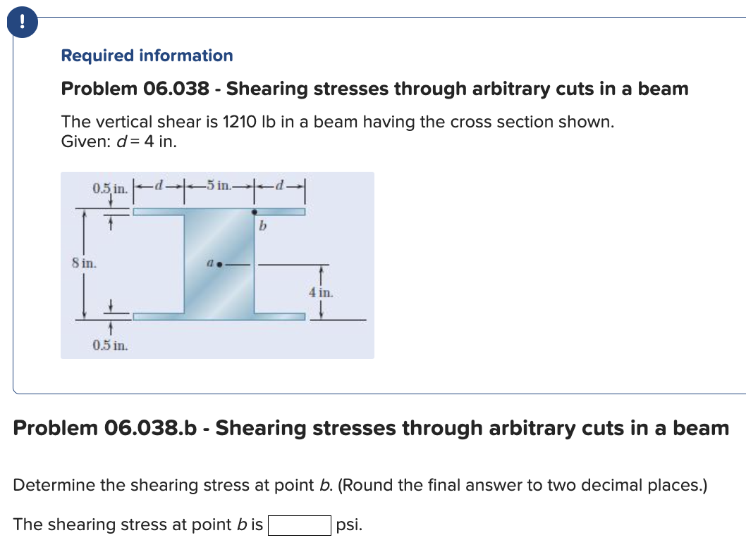 Required Information Problem 06.038 - Shearing | Chegg.com