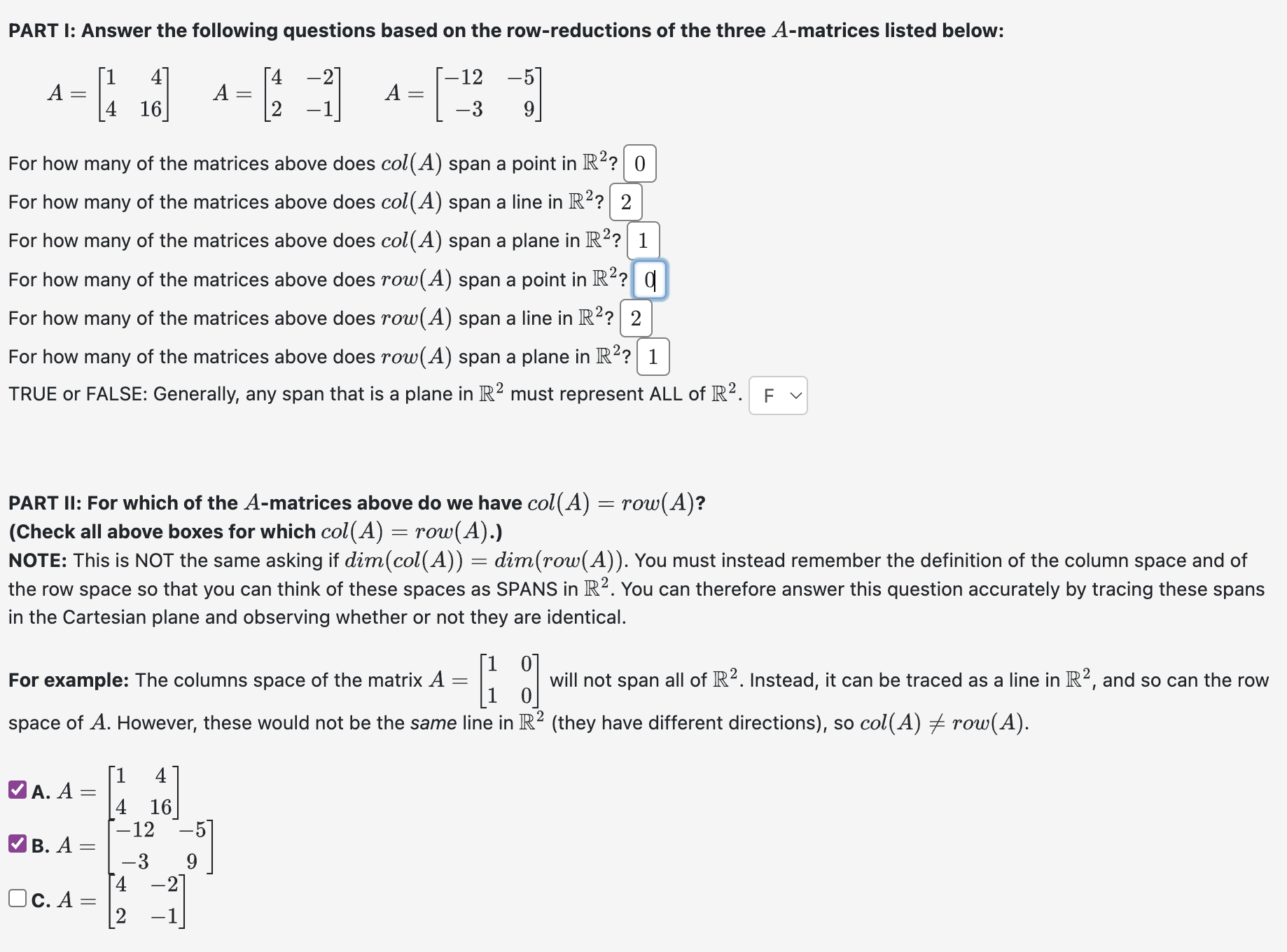 Solved A=[14416]A=[42−2−1]A=[−12−3−59] For how many of the | Chegg.com