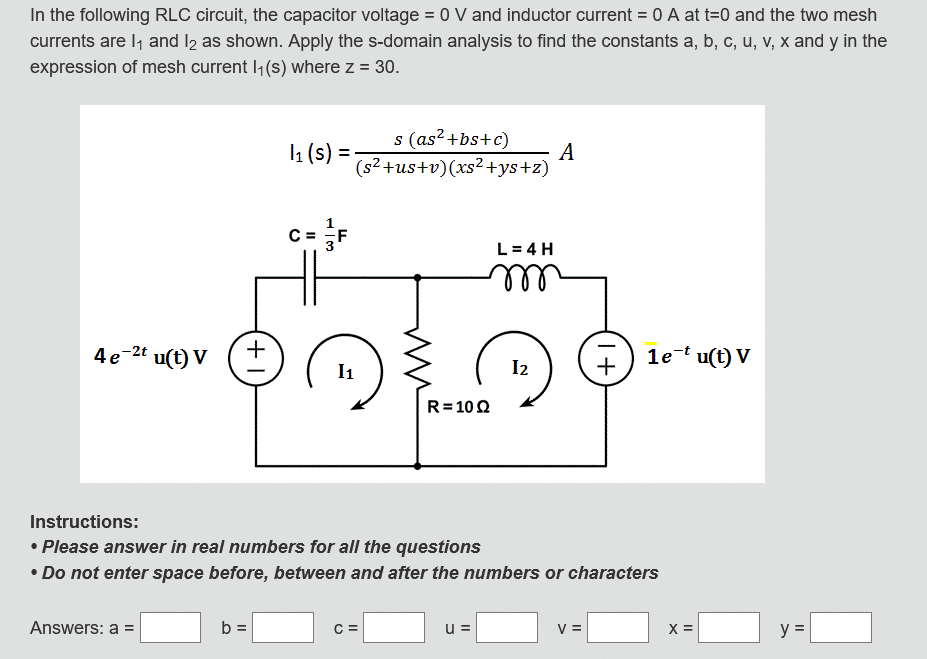 Solved In The Following Rlc Circuit The Capacitor Voltag Chegg Com