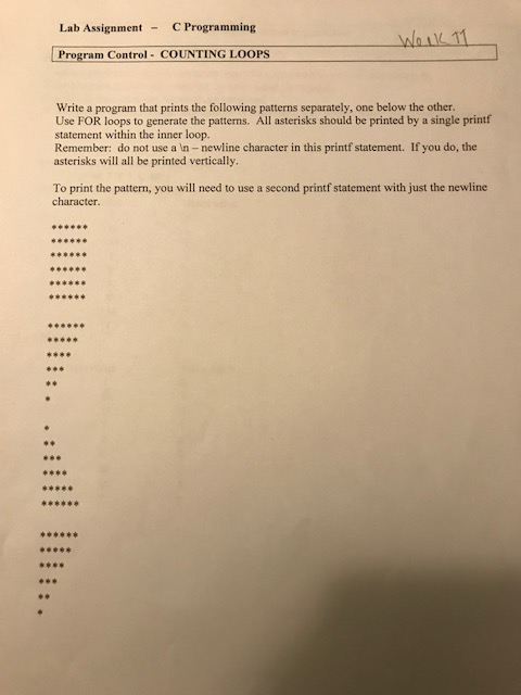 Solved Lab Assignment Program Control- COUNTING LOOPS C | Chegg.com