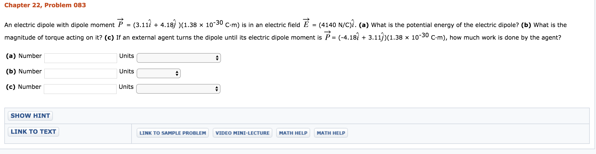 Solved Chapter 22 Problem 0 An Electric Dipole With Di Chegg Com