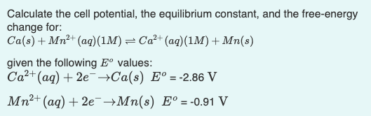 Solved A) Calculate The Cell Potential, The Equilibrium | Chegg.com