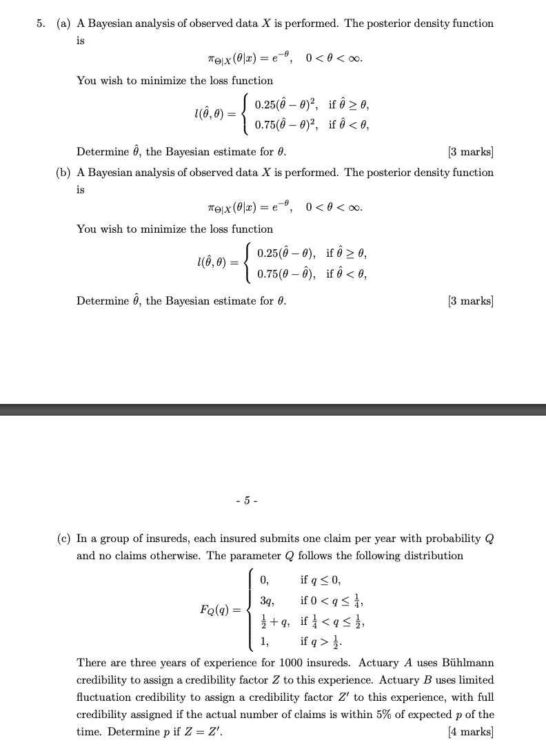 5 A A Bayesian Analysis Of Observed Data X Is P Chegg Com