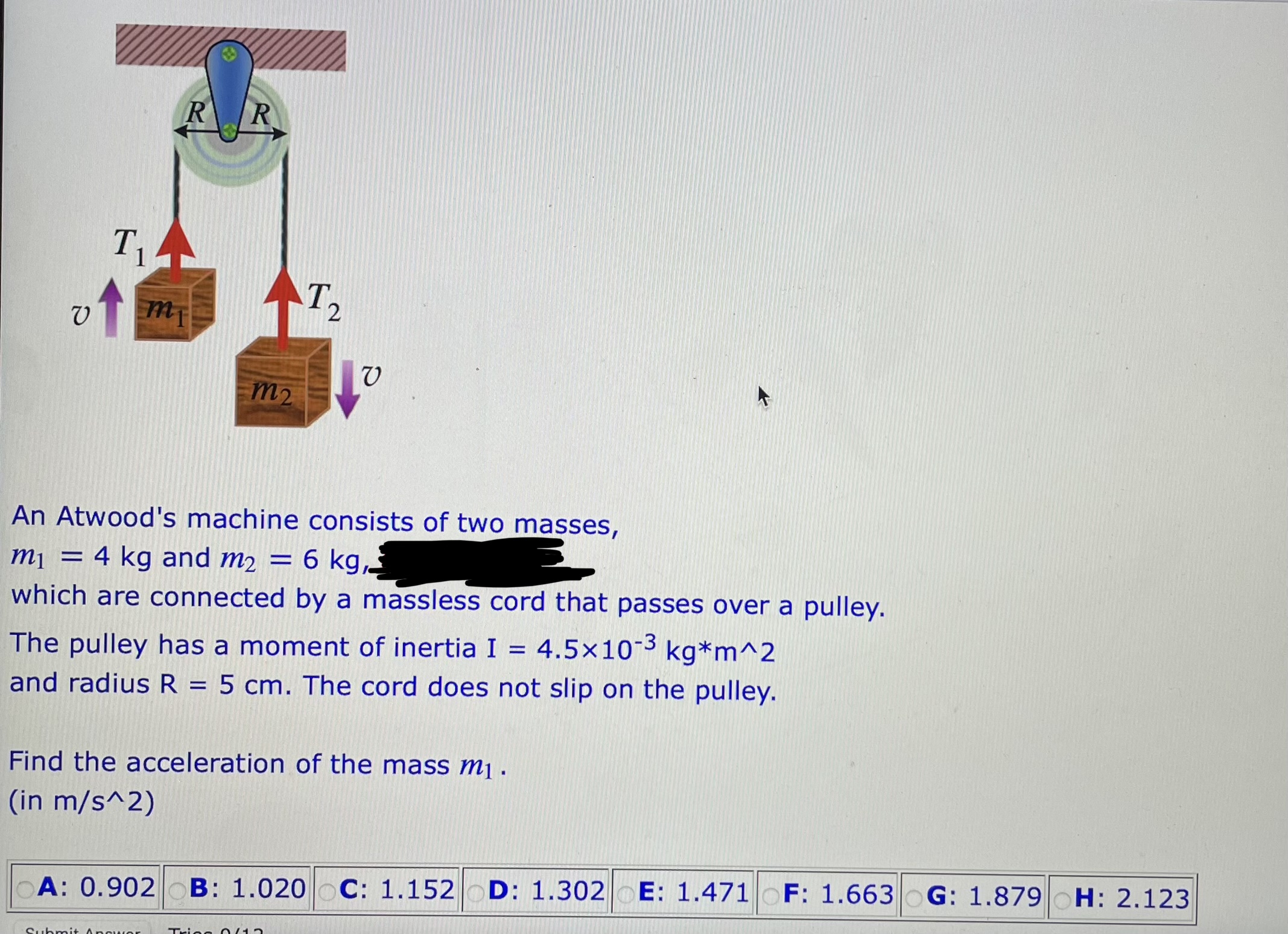 Solved An Atwood's Machine Consists Of Two Masses, M1=4 Kg | Chegg.com