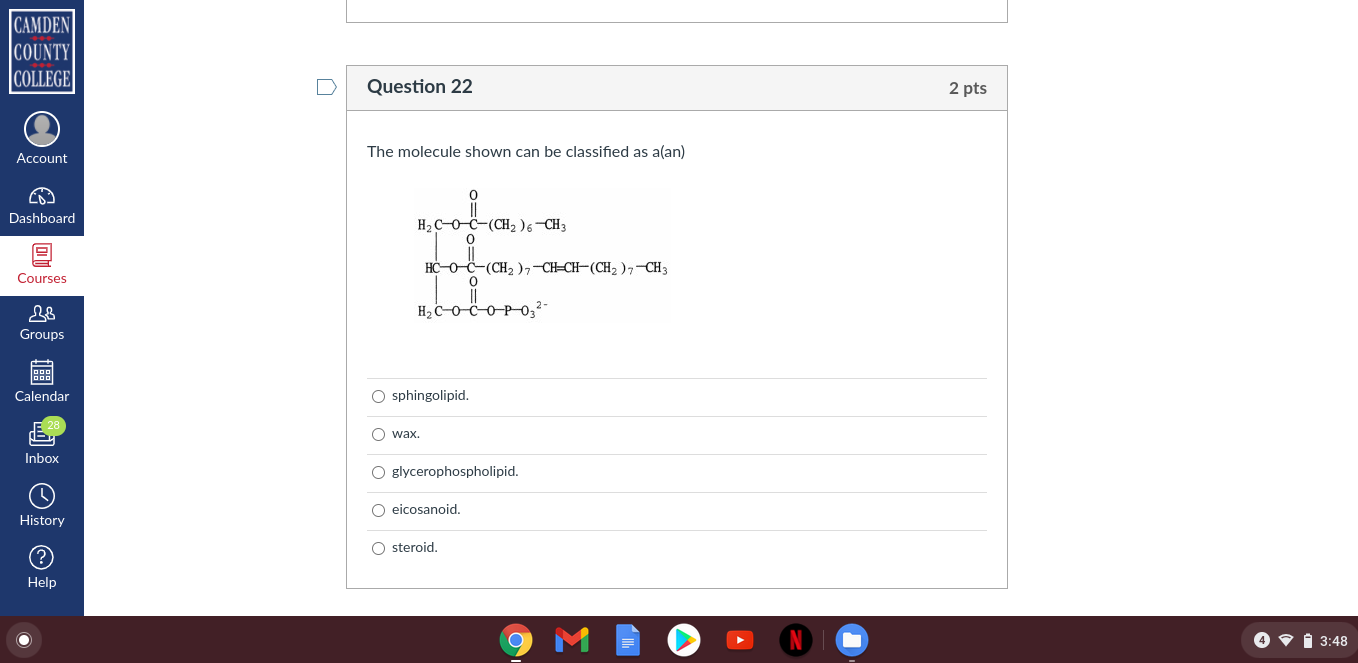 Solved CAMDEN COUNTY COLLEGE U Question 22 2 pts Account The | Chegg.com