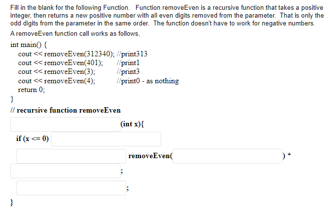 Solved Fill in the blank for the following Function. | Chegg.com