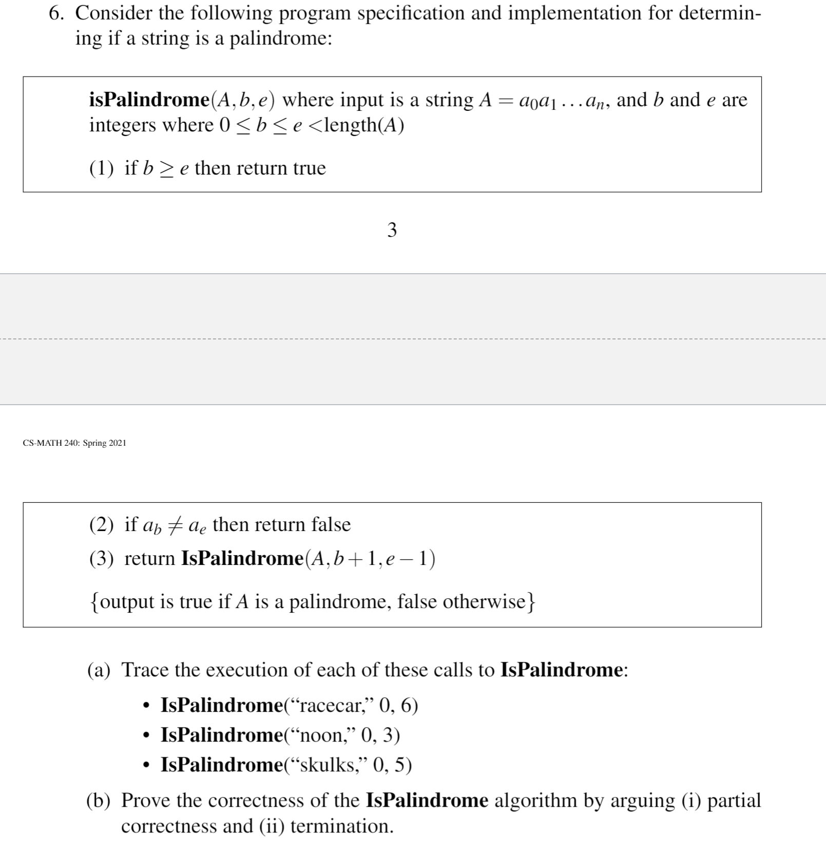 Solved 6. Consider the following program specification and | Chegg.com