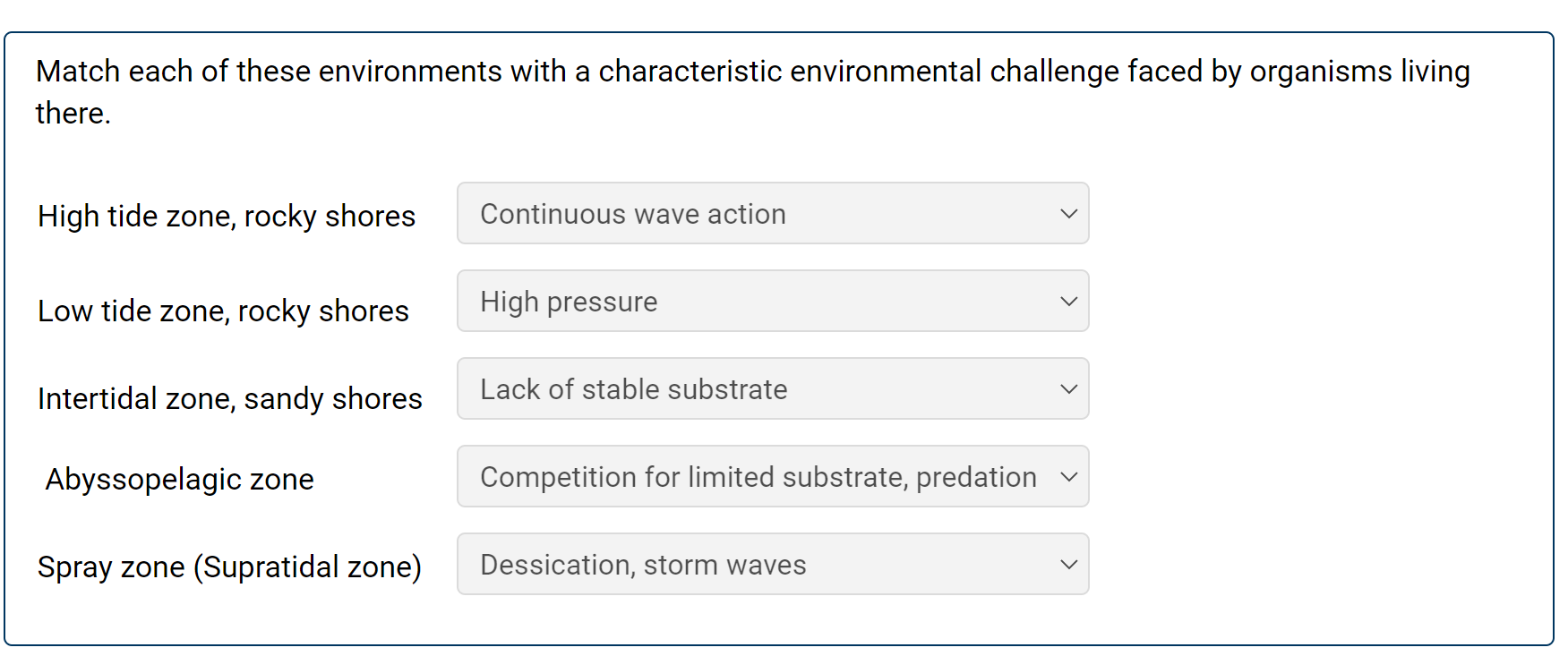 Solved Match each of these environments with a | Chegg.com