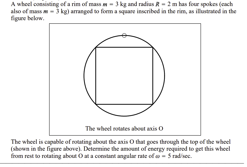 Solved A wheel consisting of a rim of mass m = 3 kg and | Chegg.com