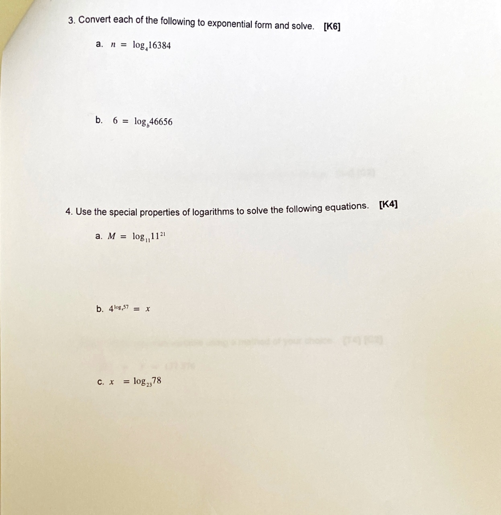 Solved 3. Convert each of the following to exponential form | Chegg.com