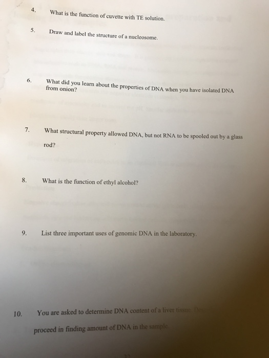 Solved 4, What is the function of cuvette with TE solution.