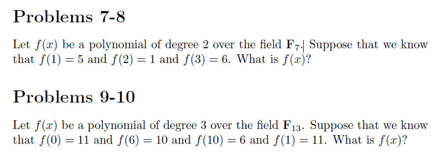 Let f(x) be a polynomial of degree 2 over the field | Chegg.com