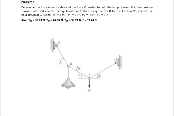 Solved Problem 4 Determine the force in each cable and the | Chegg.com