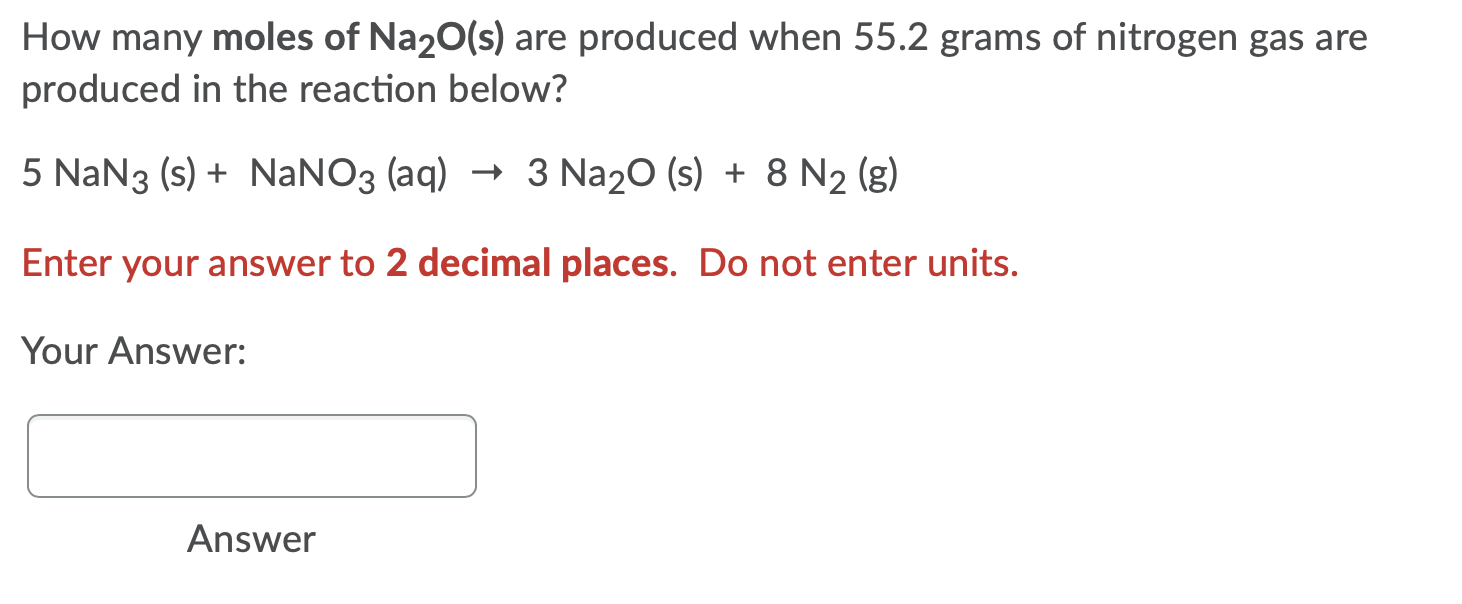 Solved How many moles of Na2O(s) are produced when 55.2 | Chegg.com