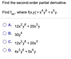 Solved Find the second-order partial derivative. Find fxx, | Chegg.com