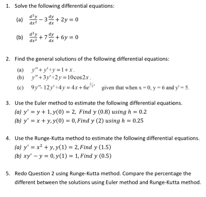 Solved 1. Solve the following differential equations d2 dy | Chegg.com