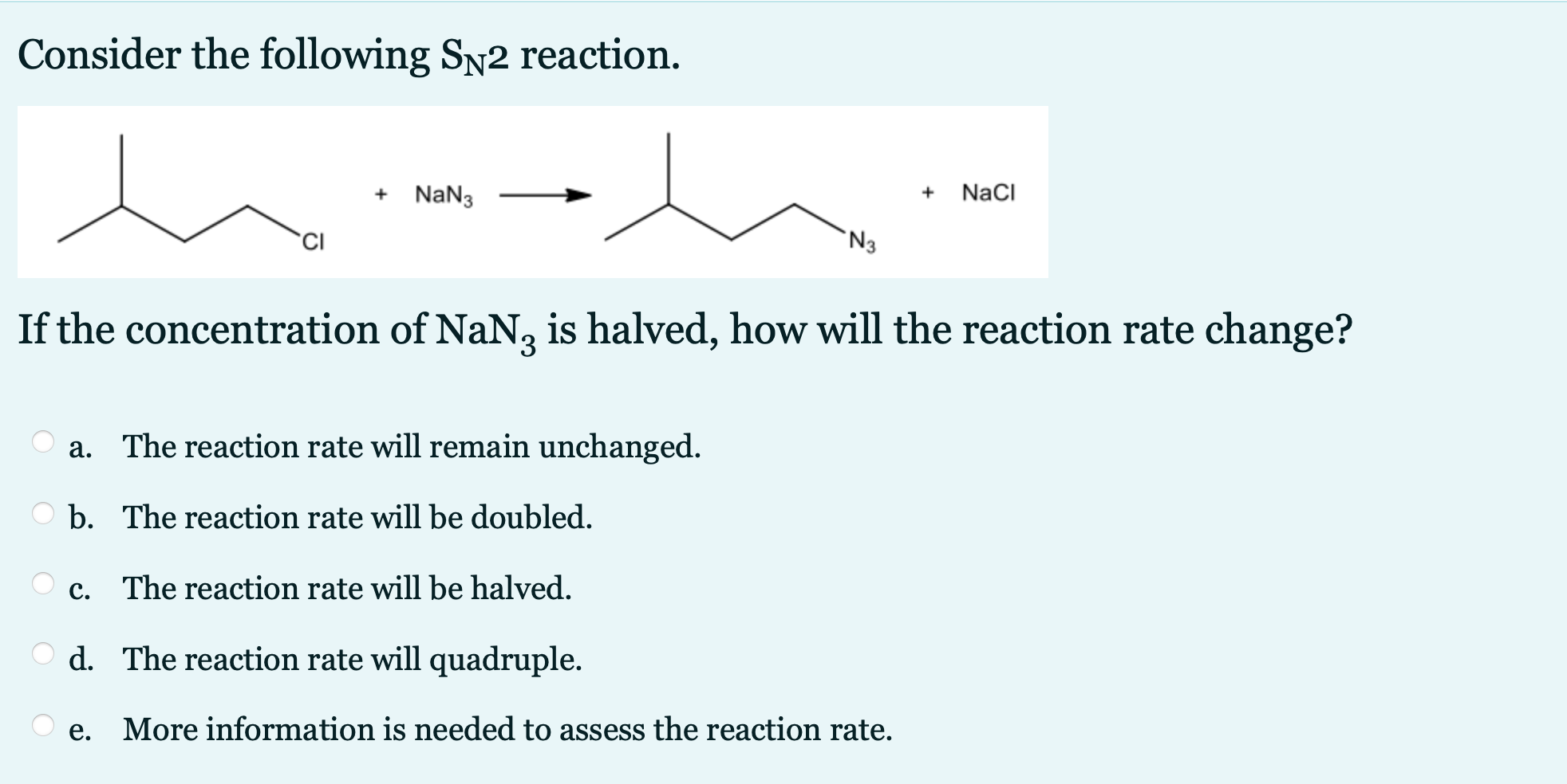 Solved Consider the following Sn2 reaction. + NaN3 + Naci CI | Chegg.com