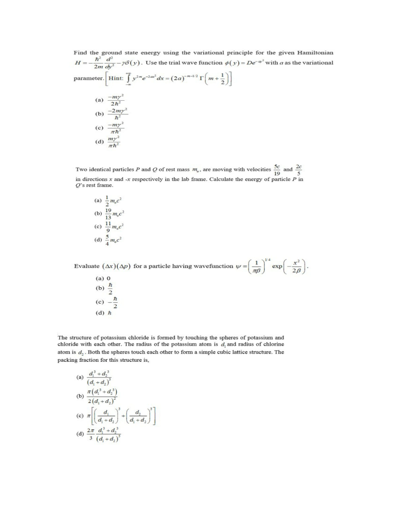 Solved Que. no.1 The wavefunction of the particle in | Chegg.com