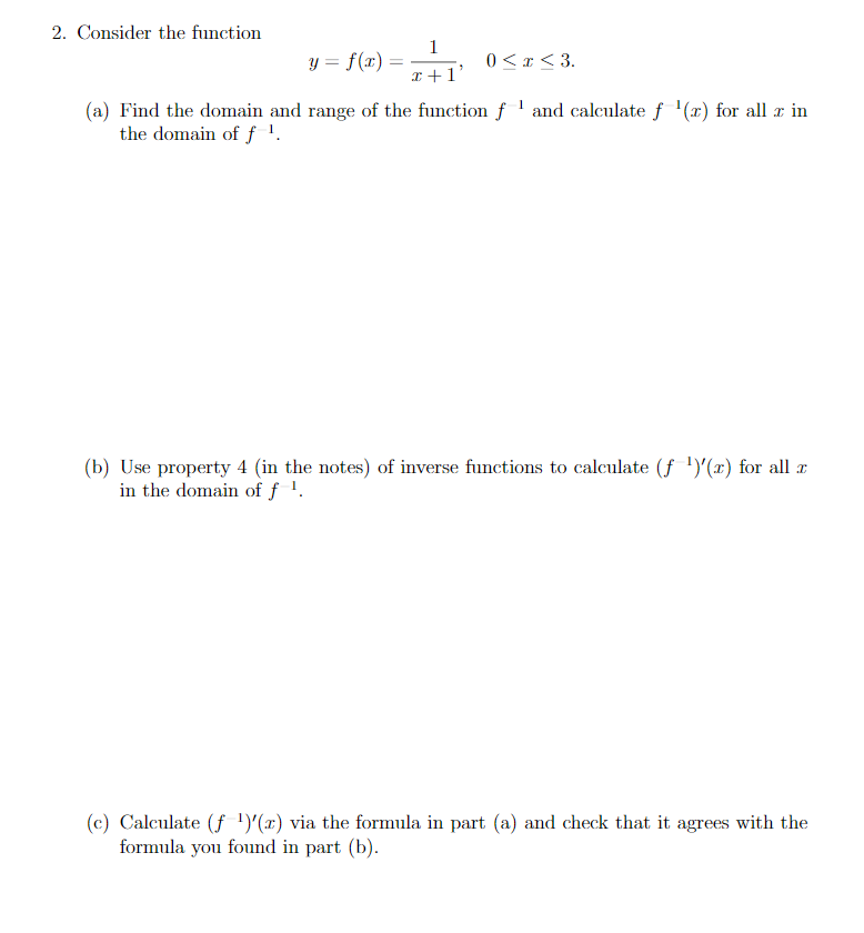 Solved 2. Consider the function 1 y = f(1) = 0