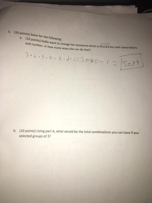 Solved 5. (20 points) Solve for the following: a. (10 | Chegg.com