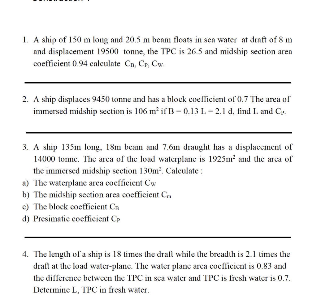 Form Coefficients of Ship - Block, Midship, Waterplane and Prismatic  Coefficient