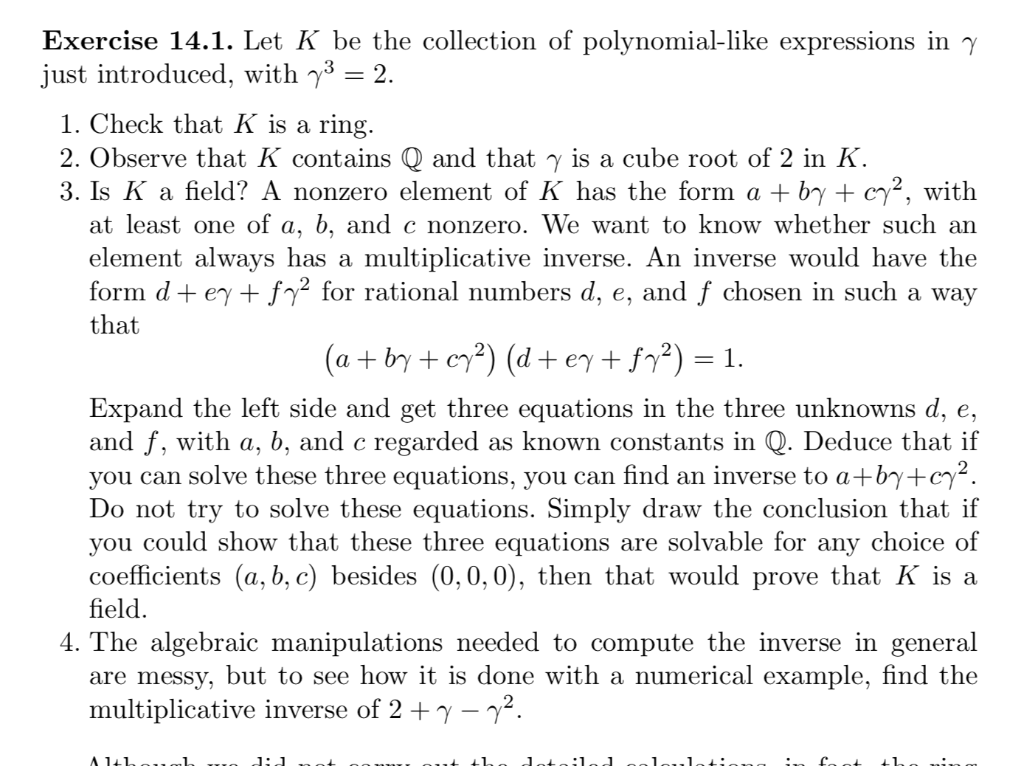 Solved Exercise 14.1. Let K be the collection of | Chegg.com