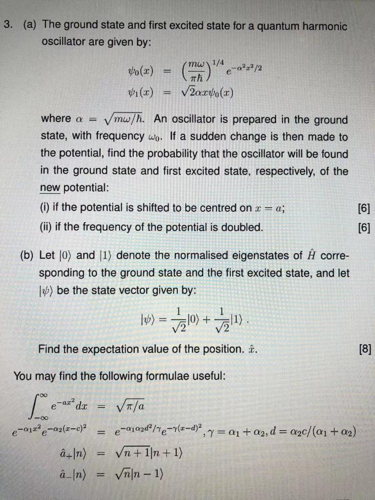 Solved 3. (a) The ground state and first excited state for a | Chegg.com
