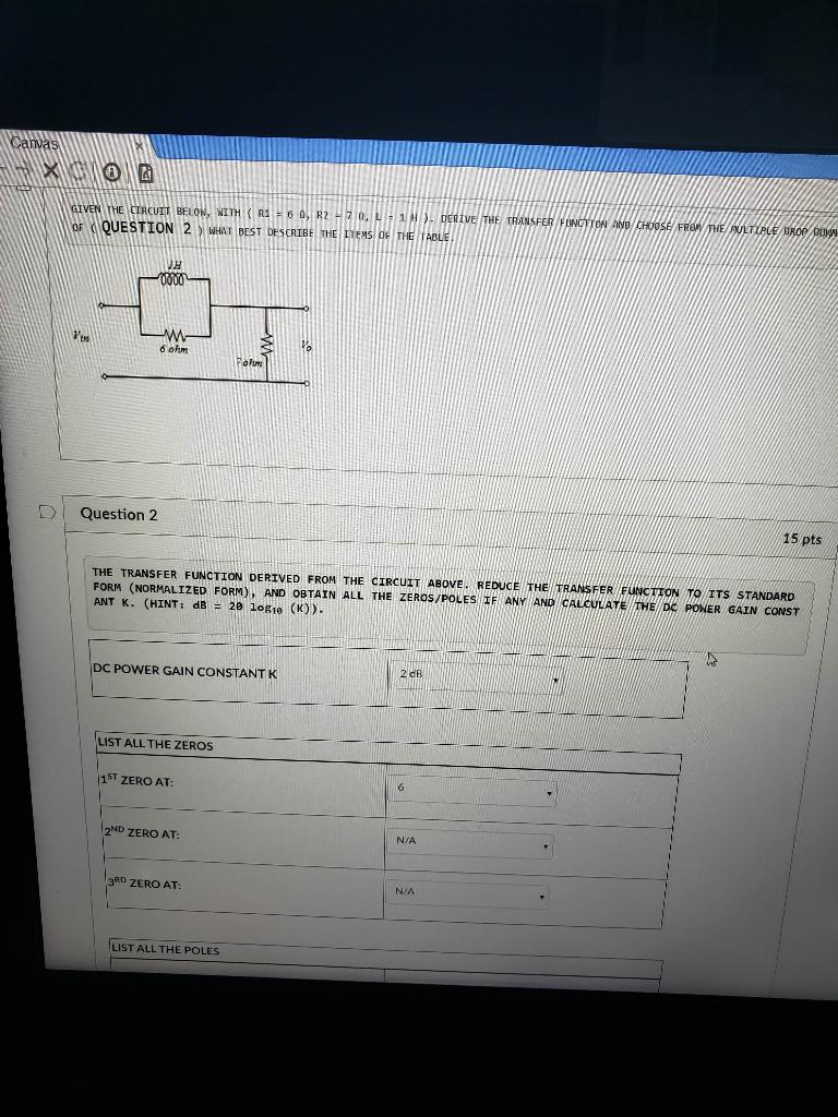 Solved the transfer function derived from the circuit | Chegg.com