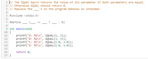 Solved 1 / The EQUAL macro returns the value of its | Chegg.com