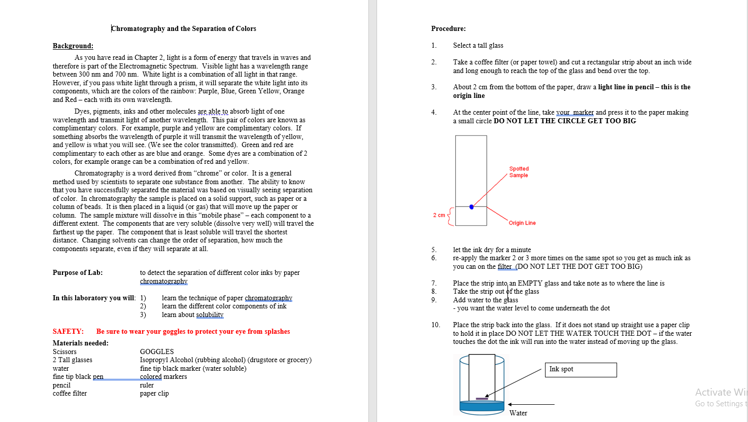 Solved Chromatography And The Separation Of Colors | Chegg.com