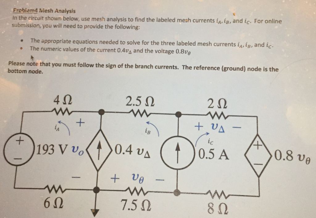 Solved In The Circuit Shown Below, Use Mesh Analysis To Find | Chegg.com