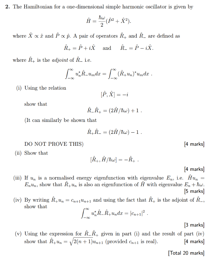 Solved 2 The Hamiltonian For A One Dimensional Simple Ha Chegg Com