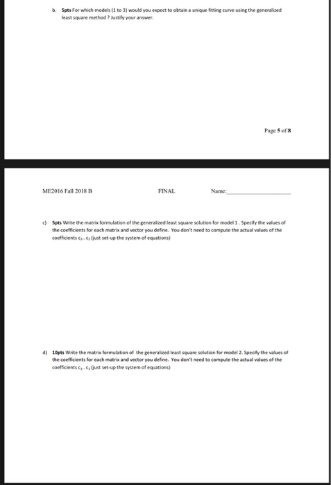 Problem 3 (25 points) Three data points are given to | Chegg.com