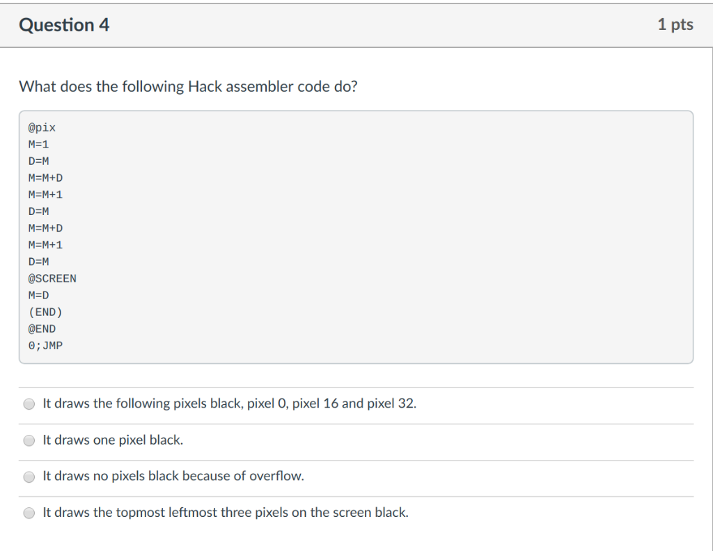 Solved Question 5 1 pts What does the following Hack | Chegg.com