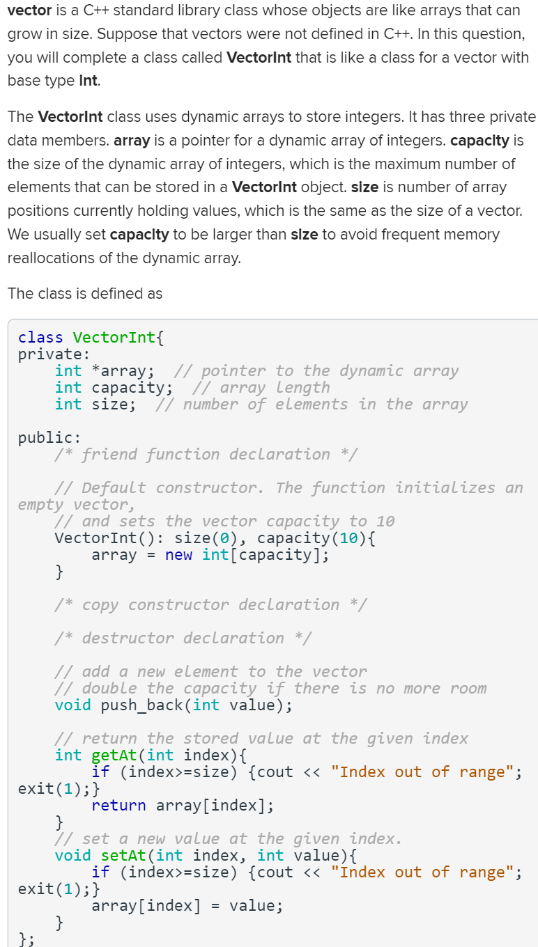 vector is a C++ standard library class whose objects | Chegg.com