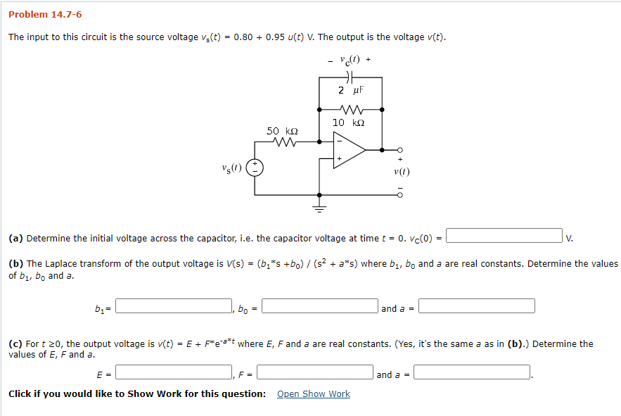 Solved Problem 14 7 4 The Input To This Circuit Is The So Chegg Com