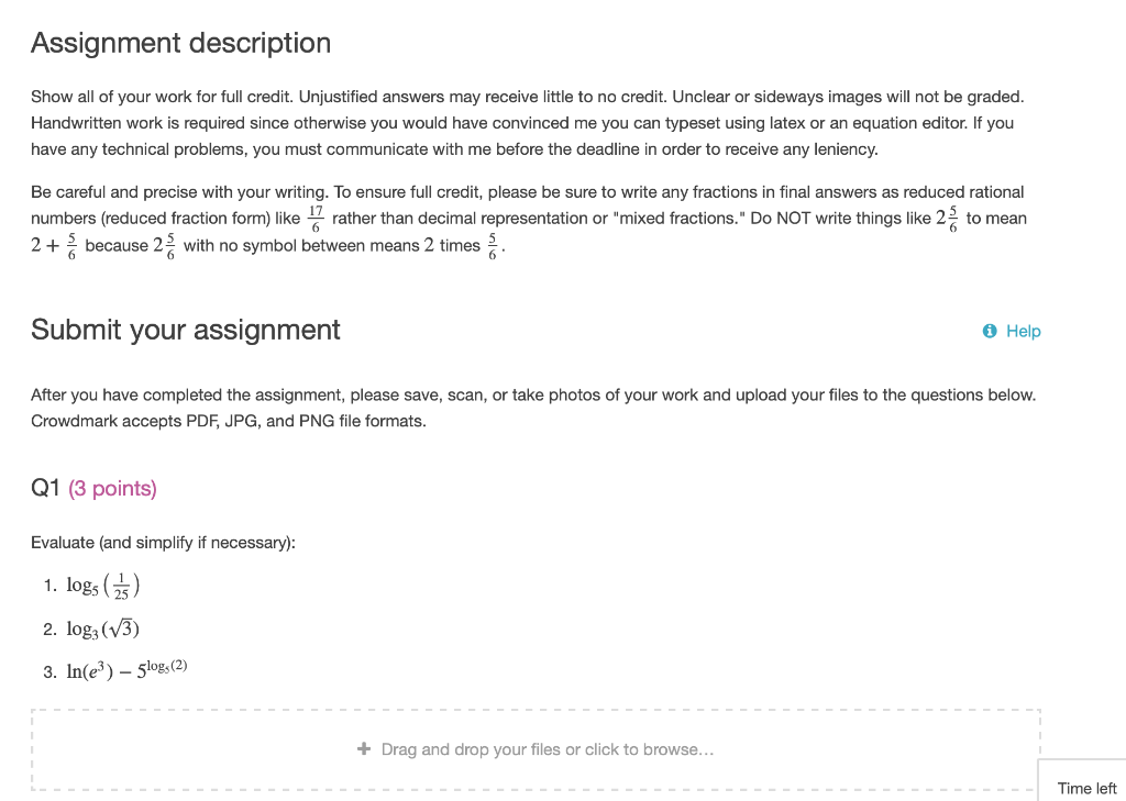 Solved Assignment description Show all of your work for full | Chegg.com