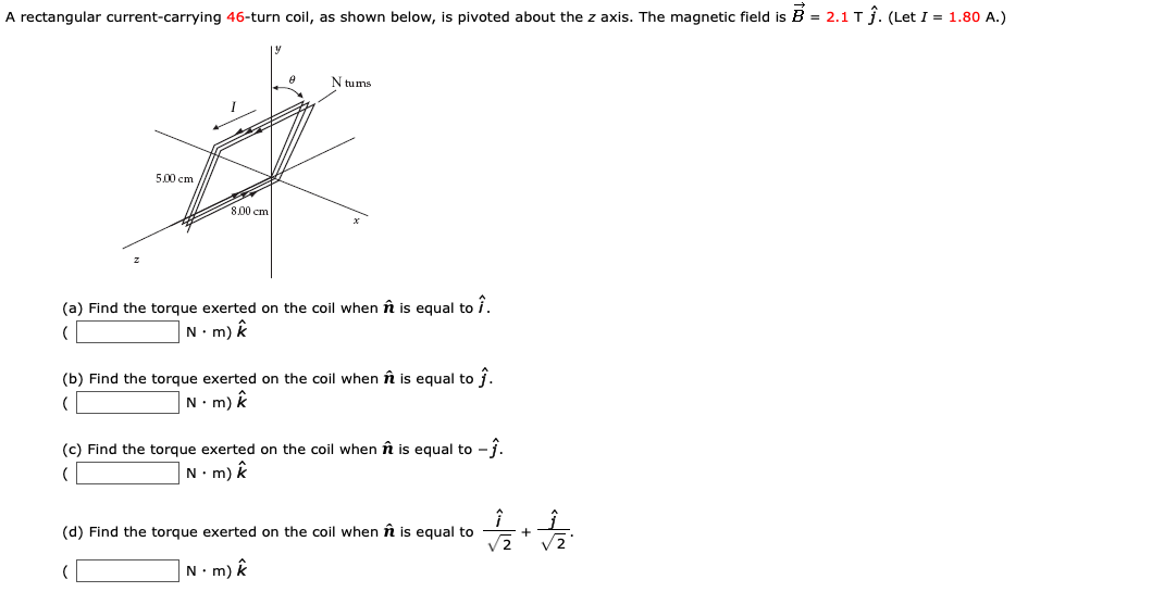 Solved A Rectangular Current Carrying 46 Turn Coil As Sh Chegg Com