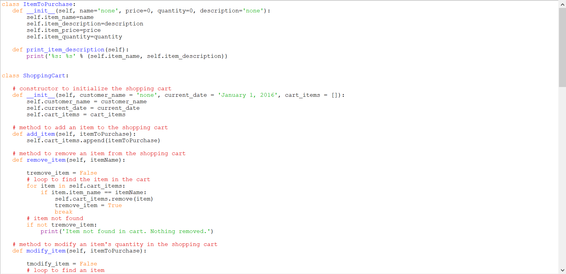 9.17 LAB*: Program: Online shopping cart (Part 2) | Chegg.com